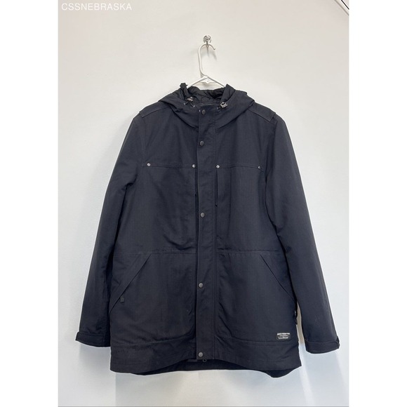 LL Bean‎ Black Jacket Men's Parka Hooded - Size XL Reg